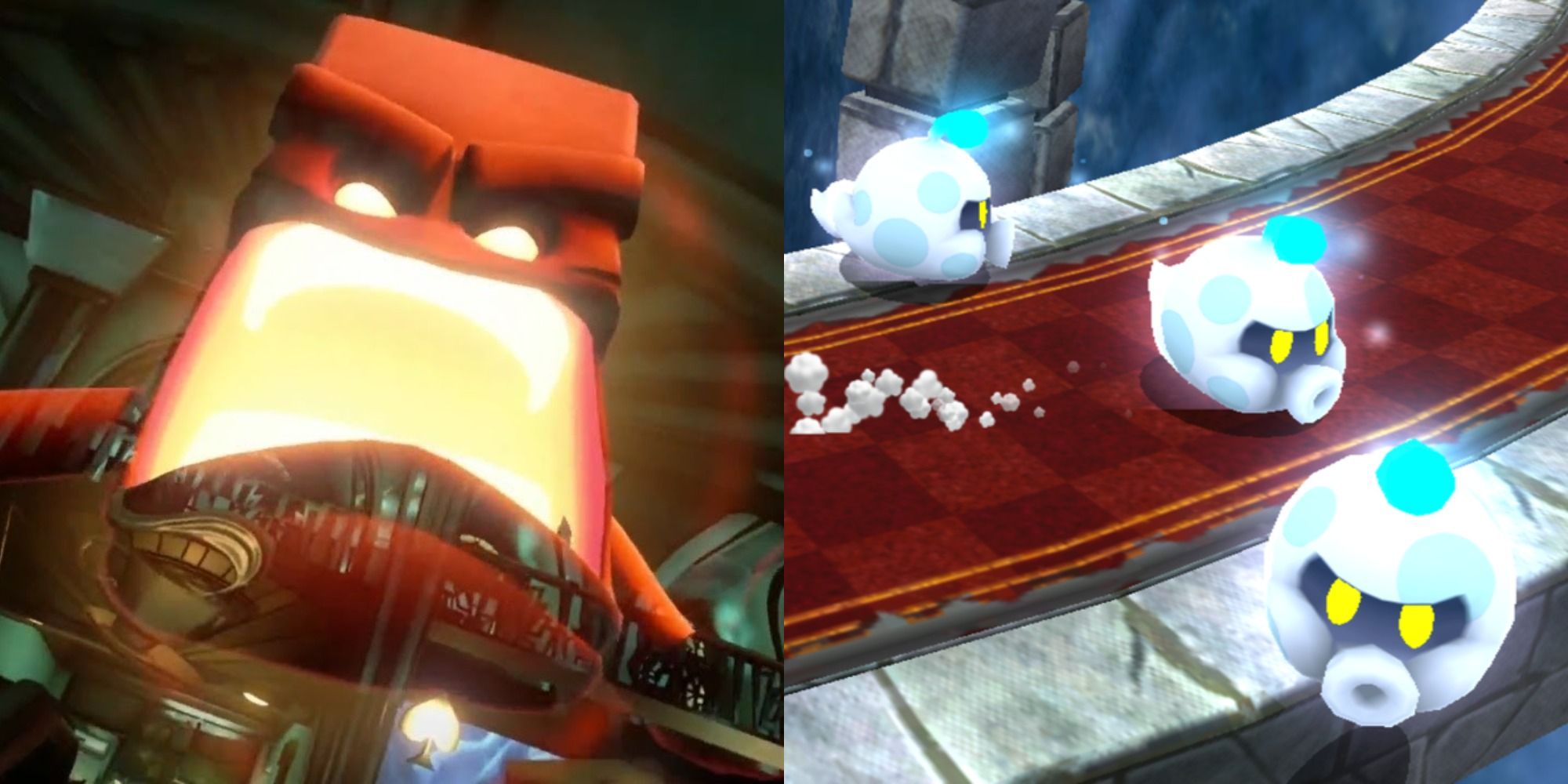 Split image showing the Speed Ghost and the Bomb Boos