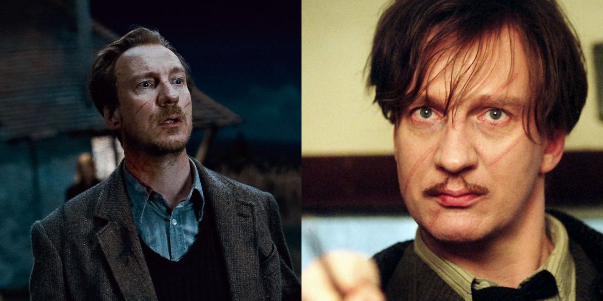 Two side by side images of Remus Lupin from Harry Potter.
