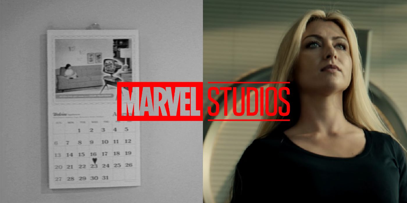 Split image of a calendar in WandaVision and a Captain Marvel stand-in in Age of Ultron