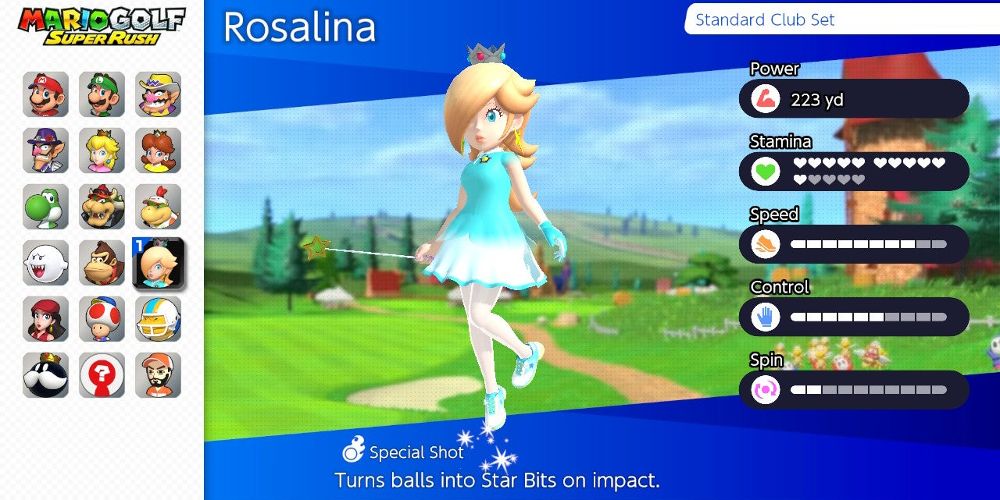 Rosalina's outfit displayed in Mario Golf: Super Rush
