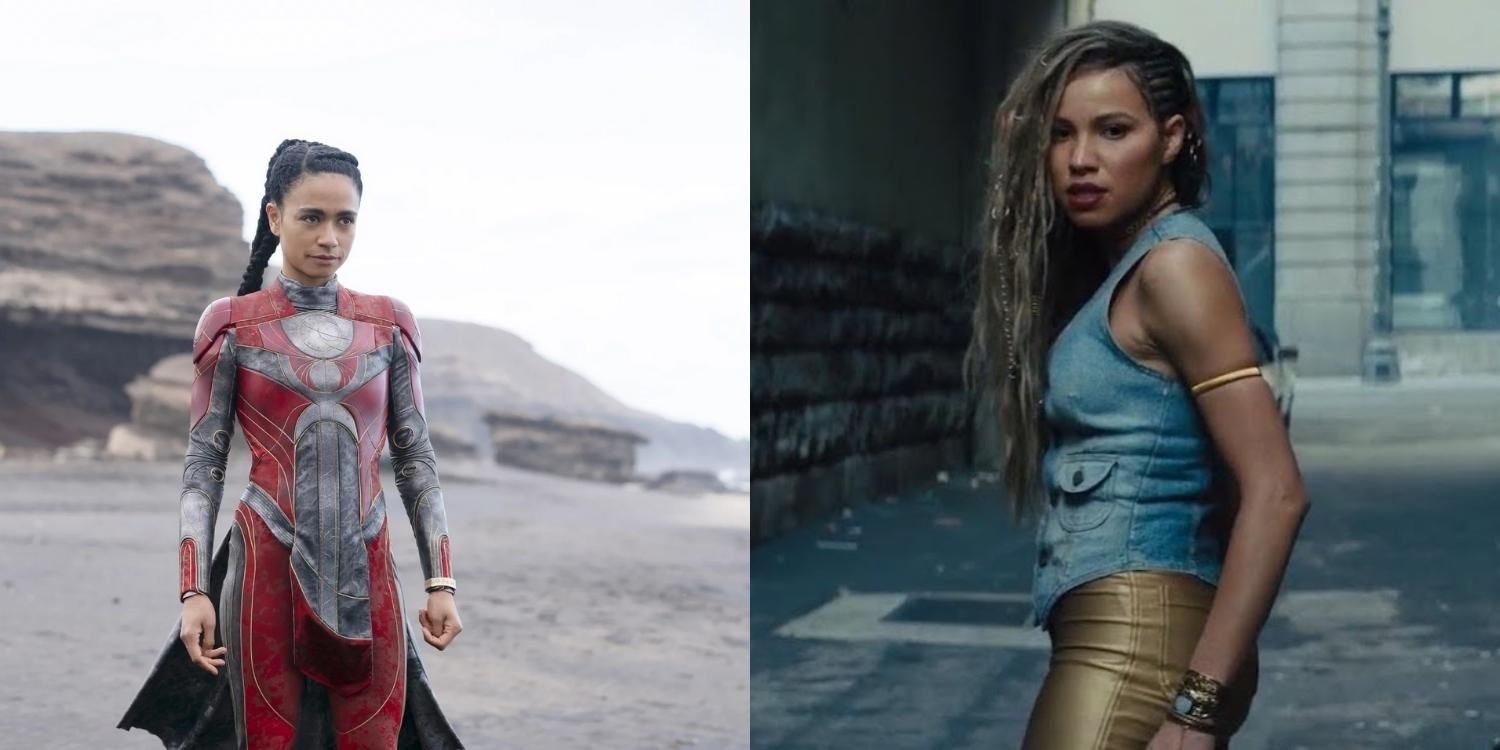 Makkari standing in front of rock outcroppings and Black Canary standing in an alley