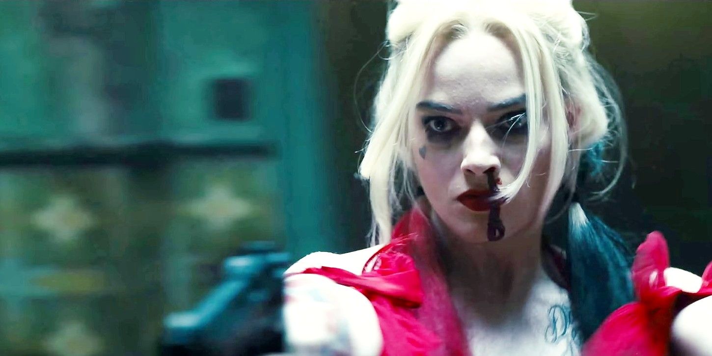 Harley Quinn shooting two pistols in The Suicide Squad