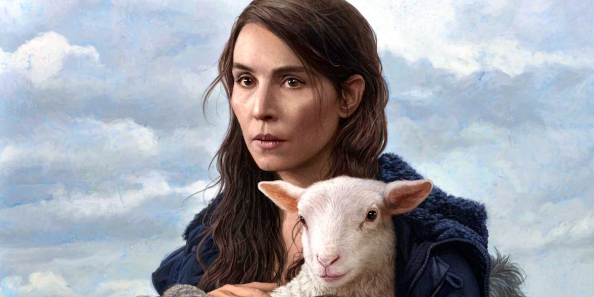 Maria holds a lamb in the poster for A24's Lamb.
