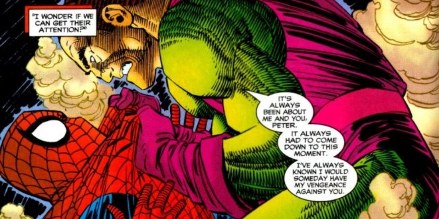 Norman Osborn threatens Spider-Man.