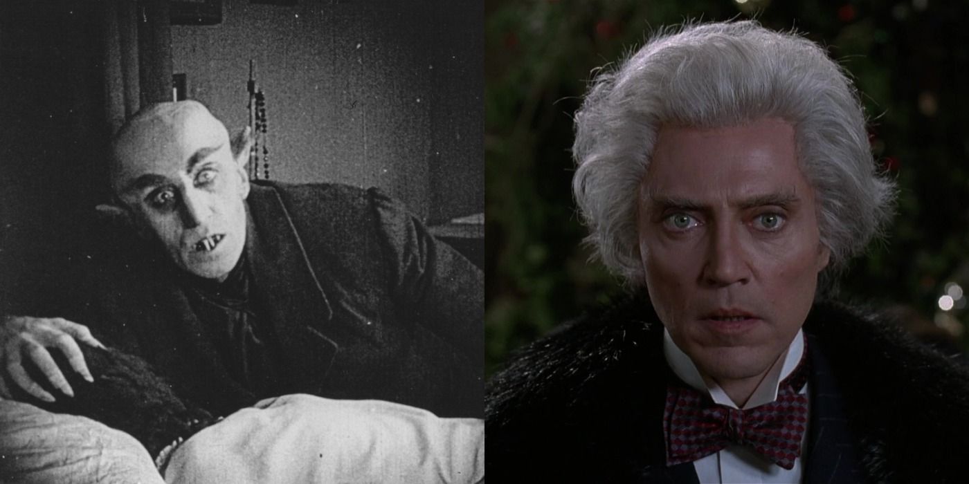 Split image of Count Orlok (1922) in Nosferatu and Max Shreck in Batman Returns (1992)