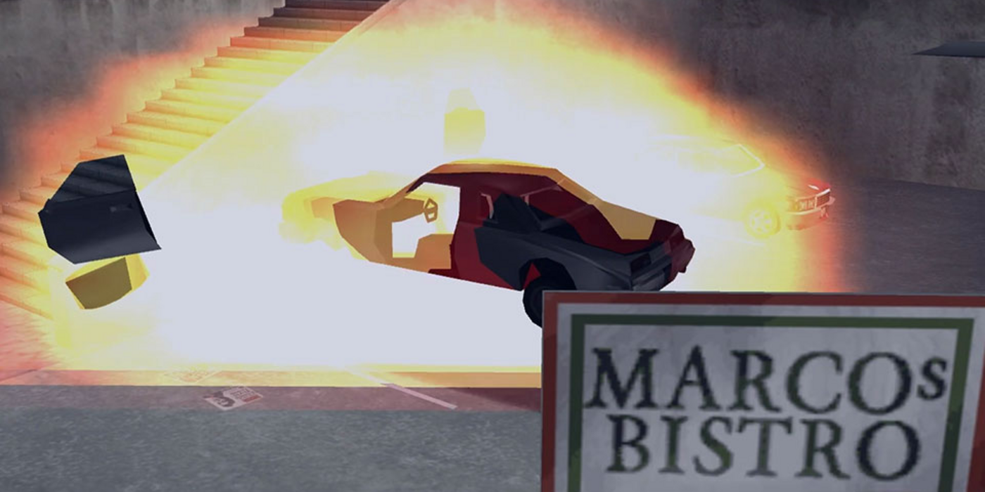 A car blowing up in GTA 3