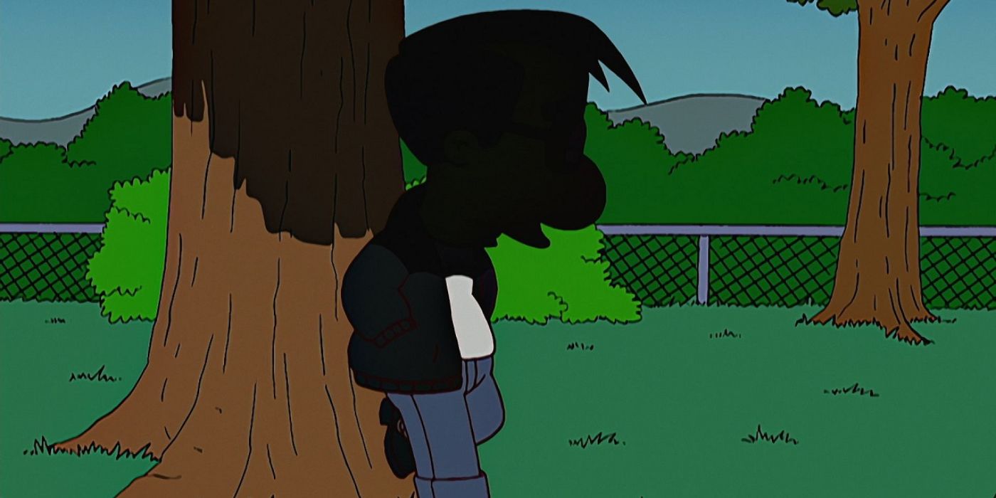 Milhouse standing in the shadows in The Simpsons.