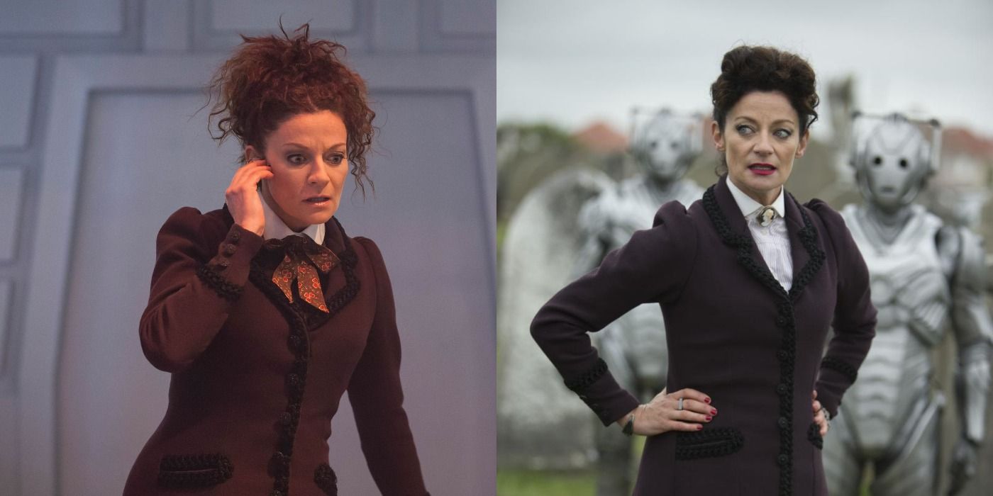 Split image of Michelle Gomez as Missy in Doctor Who
