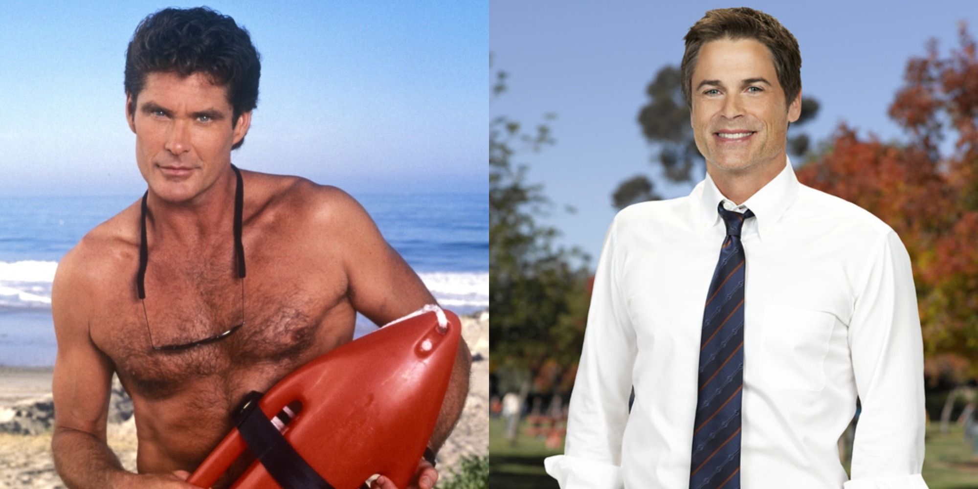Split image of Mitch from Baywatch and Chris Treager