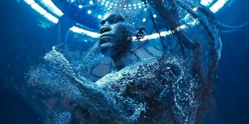 Morpheus (Yahya Abdul-Mateen II) in hius nanobot form in The Matrix Resurrections.