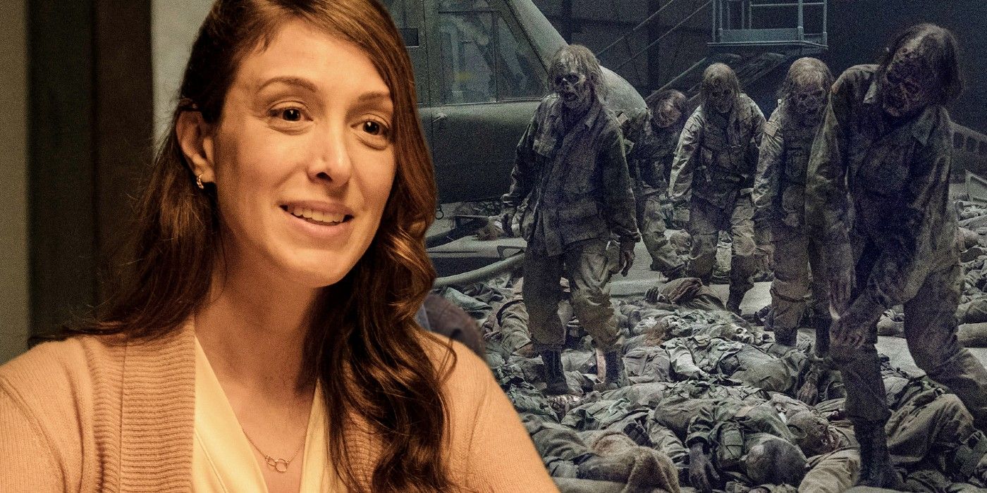 Natalie Gold as Dr Belshaw and sleeping zombies in Walking Dead