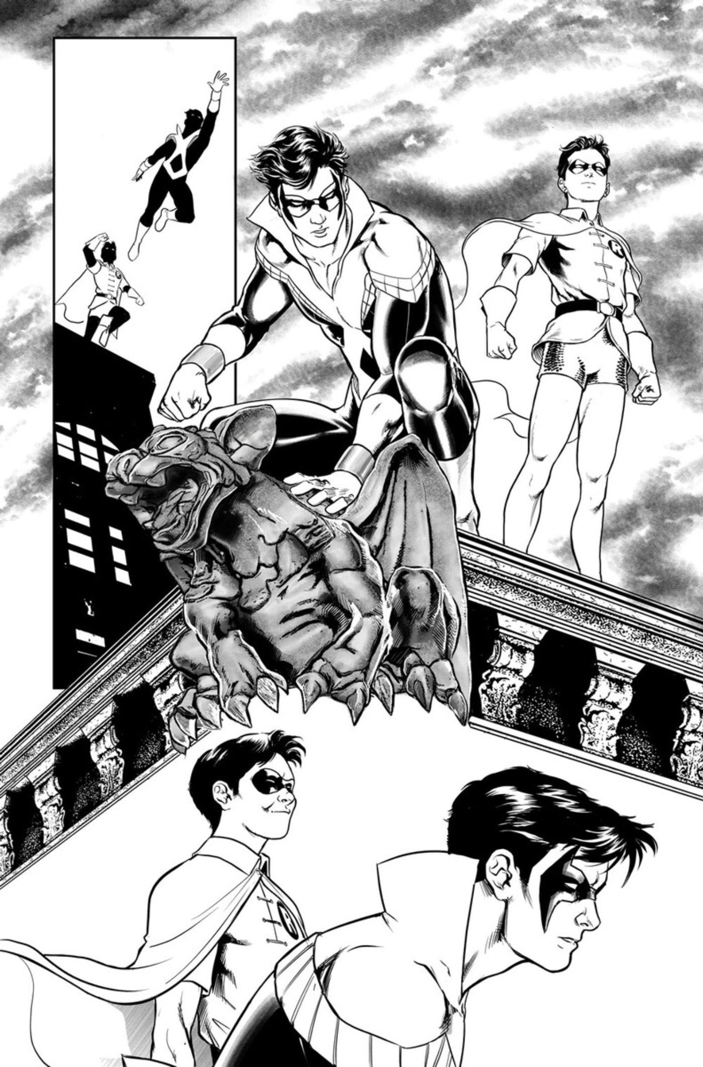Nightwing and Jason Todd (as Robin) on patrol