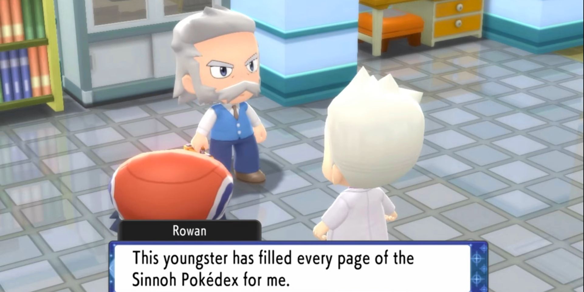 Professor Oak and Professor Rowan after trainers complete the Sinnoh Pokedex in Pokémon Brilliant Diamond and Shining Pearl