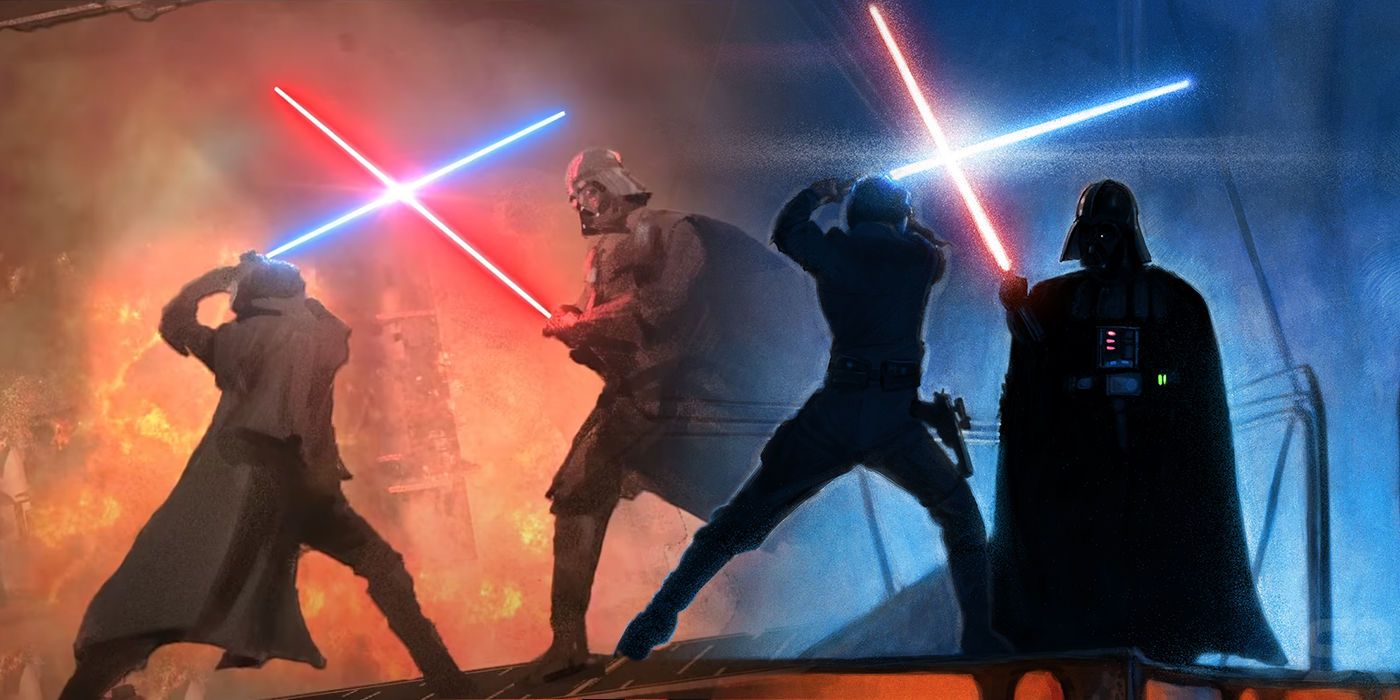 Obi-Wan vs Darth Vader and Luke vs Vader in Empire Strikes Back