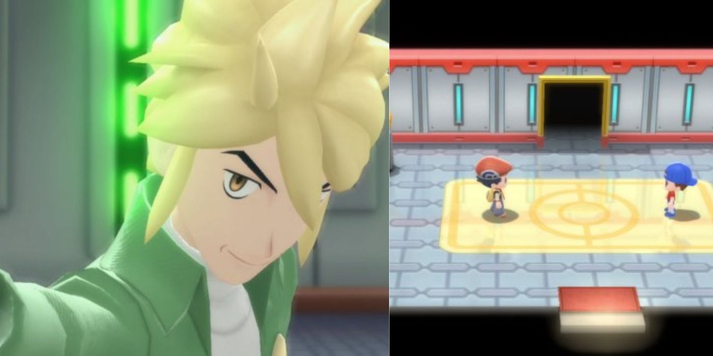 Split image of Palmer challenging the player and the player about to battle a trainer in the Battle Tower