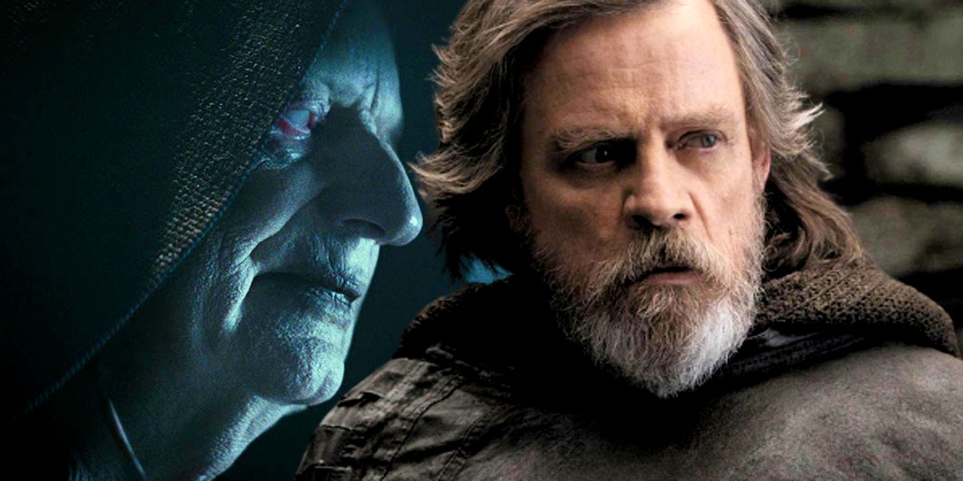 Palpatine in Star Wars The Rise of Skywalker and Luke Skywalker in The Last Jedi