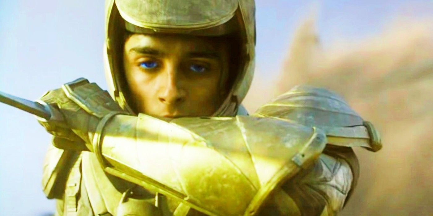 Paul in gold armor in Dune