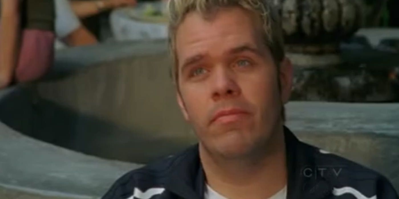 Perez Hilton in a blue shirt on Degrassi.