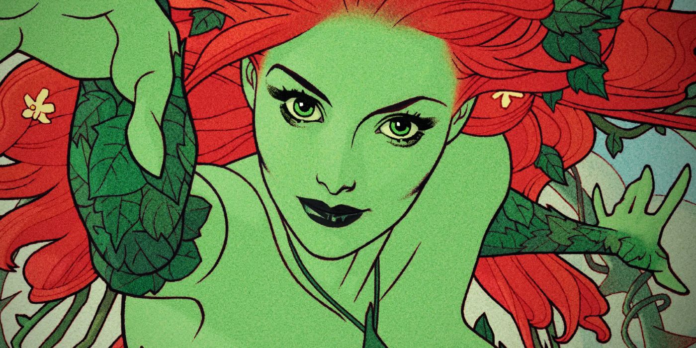 Poison Ivy reaching out with her hand in the comics.