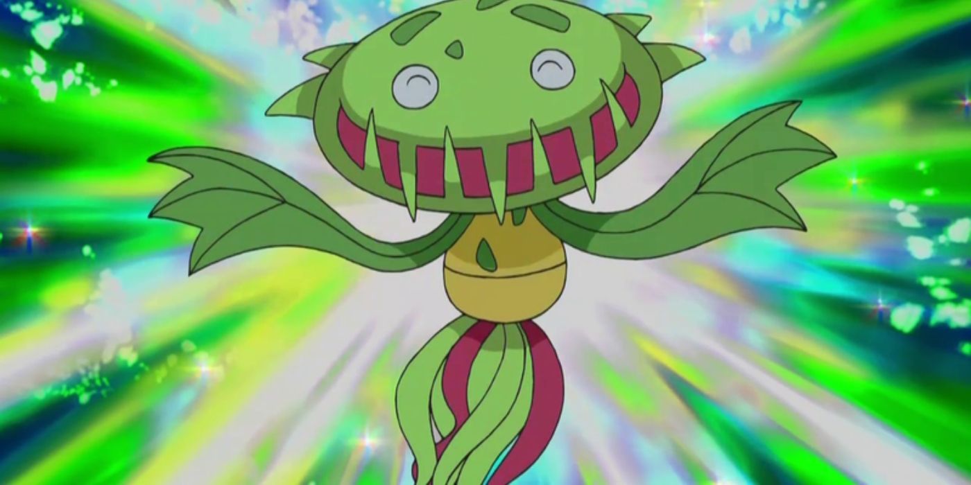 James' Carnivine smiling in the Pokémon anime