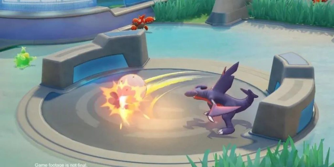 Garchomp attacks an enemy in Pokémon Unite