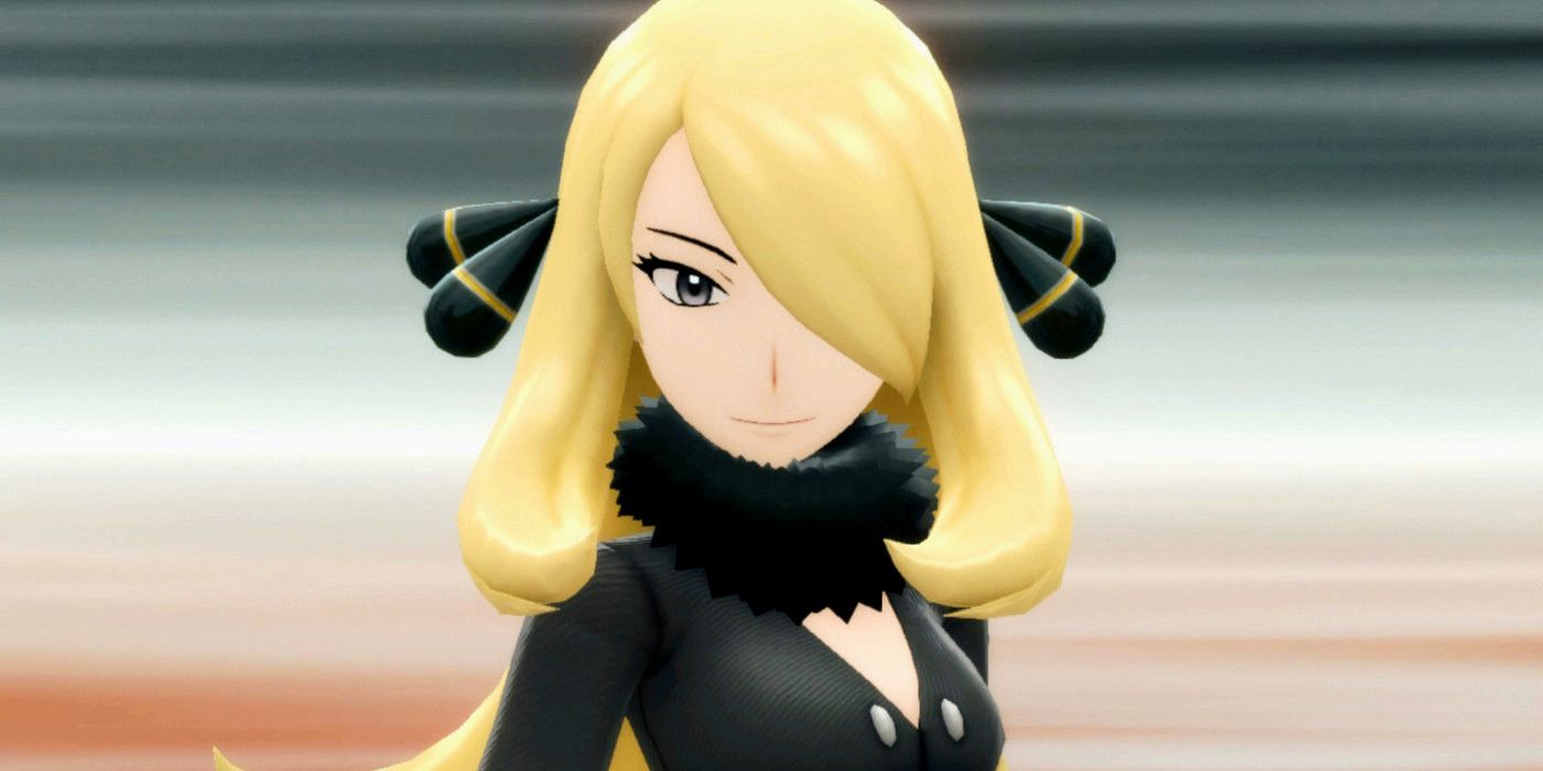 Cynthia looking at the camera in Pokémon BDSP