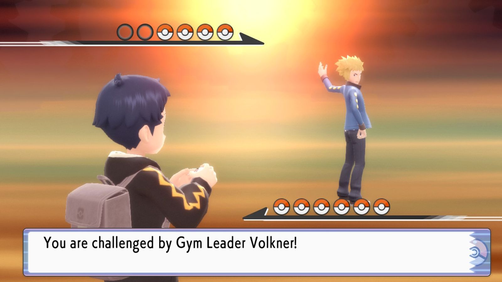 Gym Leader Volkner challenges trainers in Pokemon Brilliant Diamond and Shining Pearl's Sunyshore Gym.