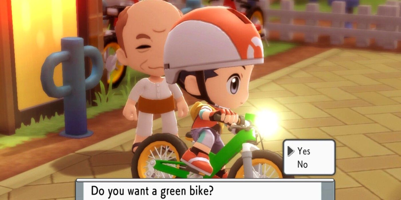 The local man at Rad Rickshaw's Bike Shop lets players choose their bike color in Pokémon Brilliant Diamond and Shining Pearl