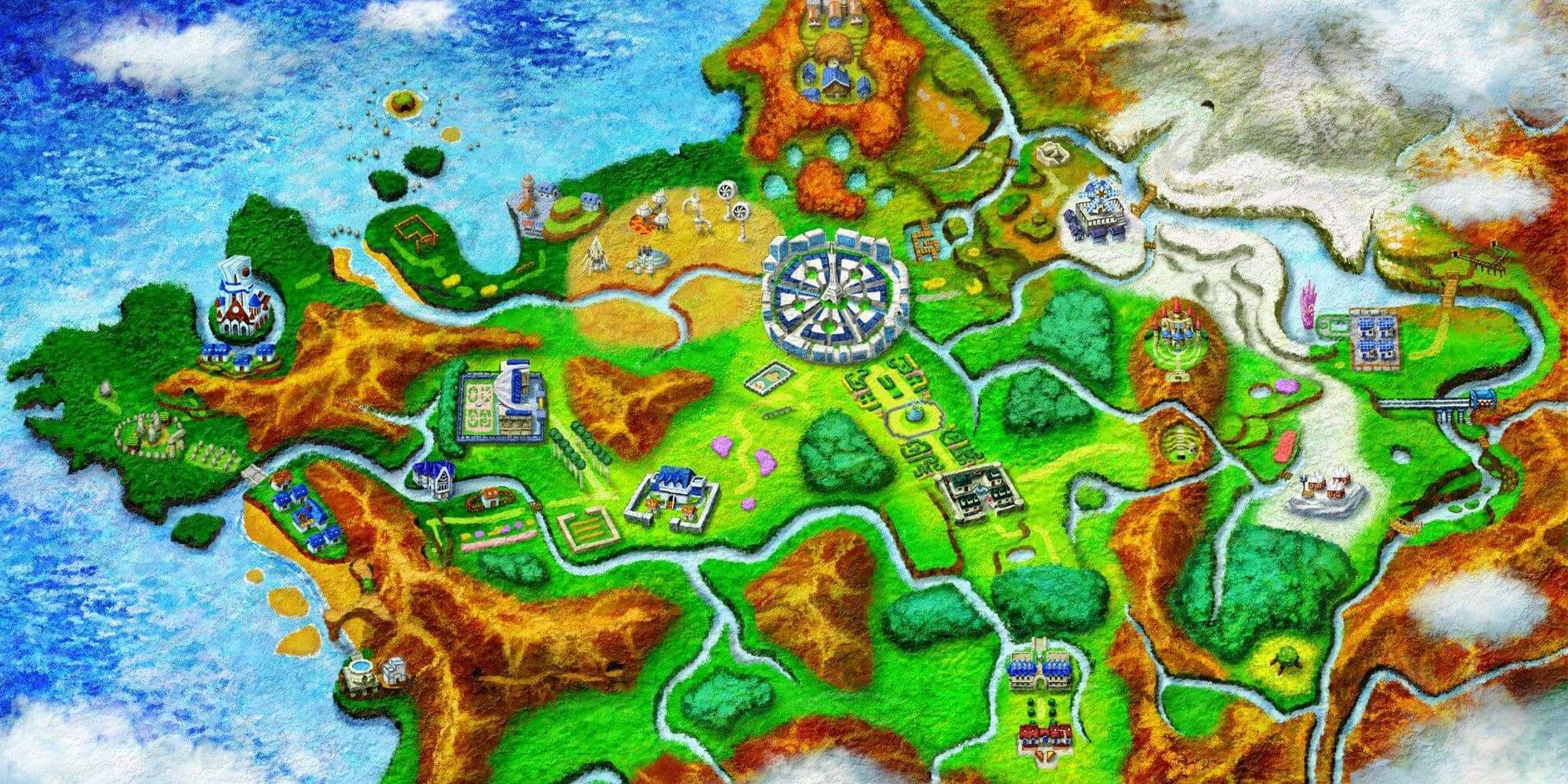 A map of Pokemon X and Y's region, Kalos.