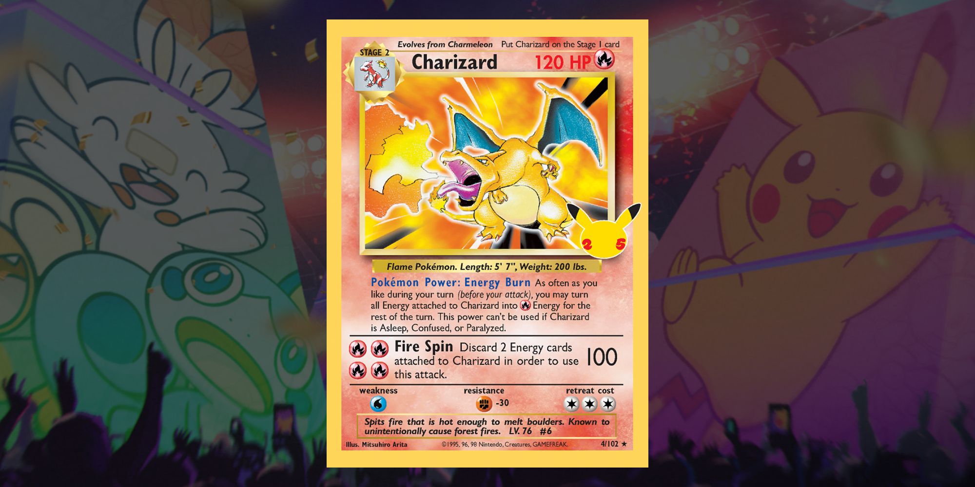 Image of red Pokemon TCG Celebrations Charizard card.