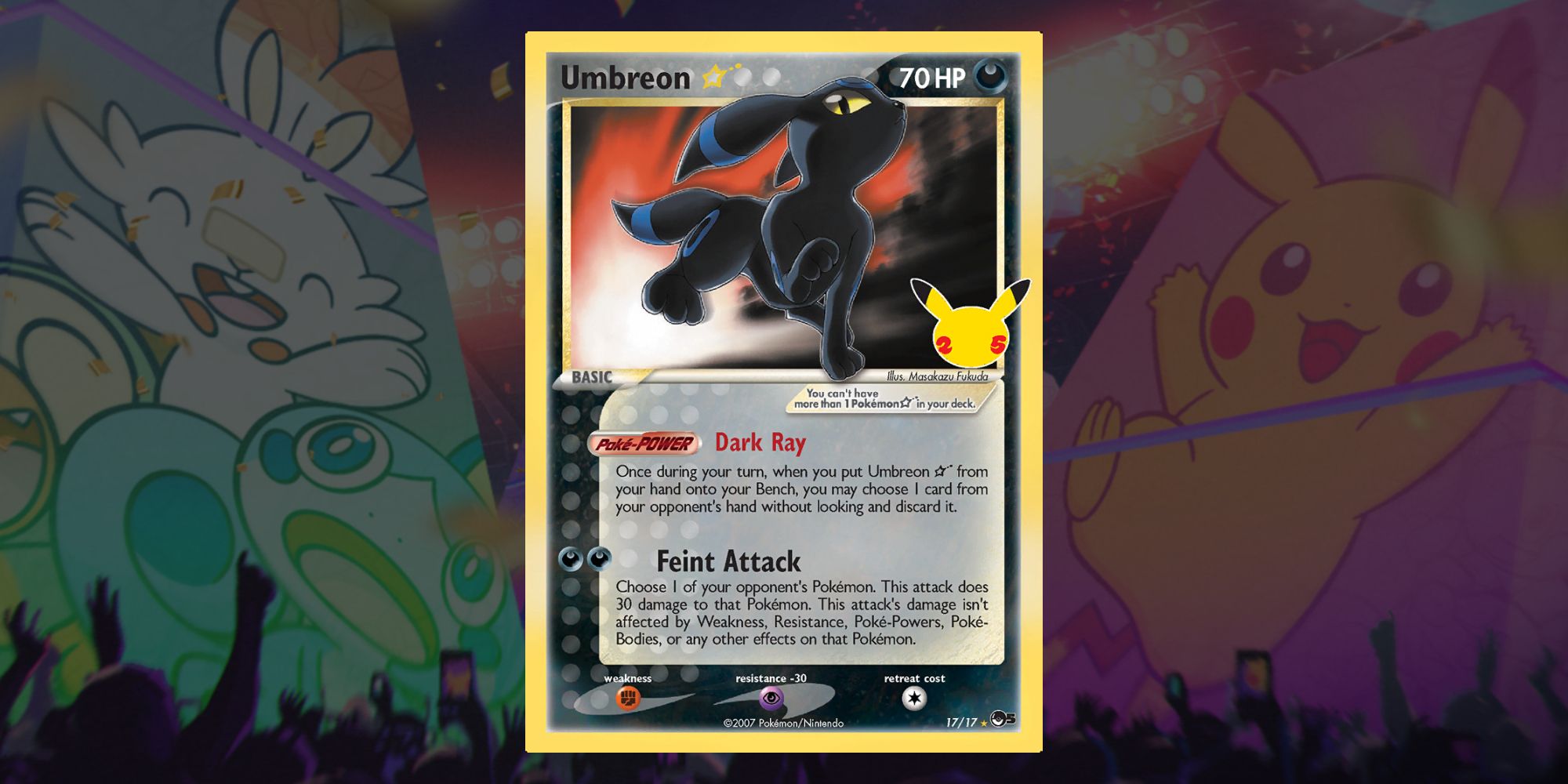 Image of back Pokemon TCG Celebrations Umbreon card.