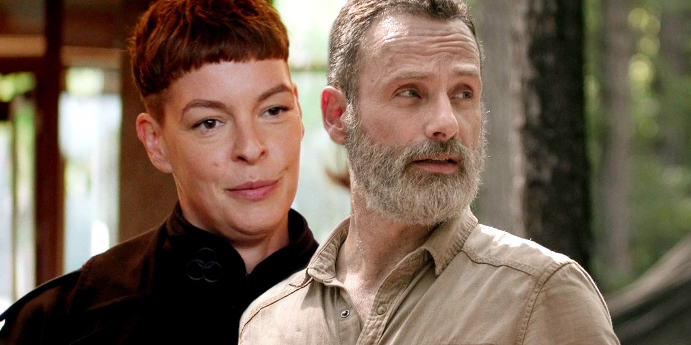 Pollyanna McIntosh as Jadis and Andrew Lincoln as Rick Grimes in The Walking Dead