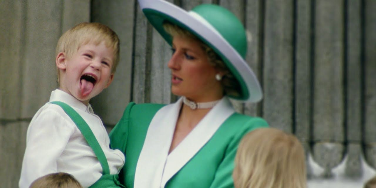Princess Diana holding Prince William in a still from Diana Our Mother Her Life and Legacy