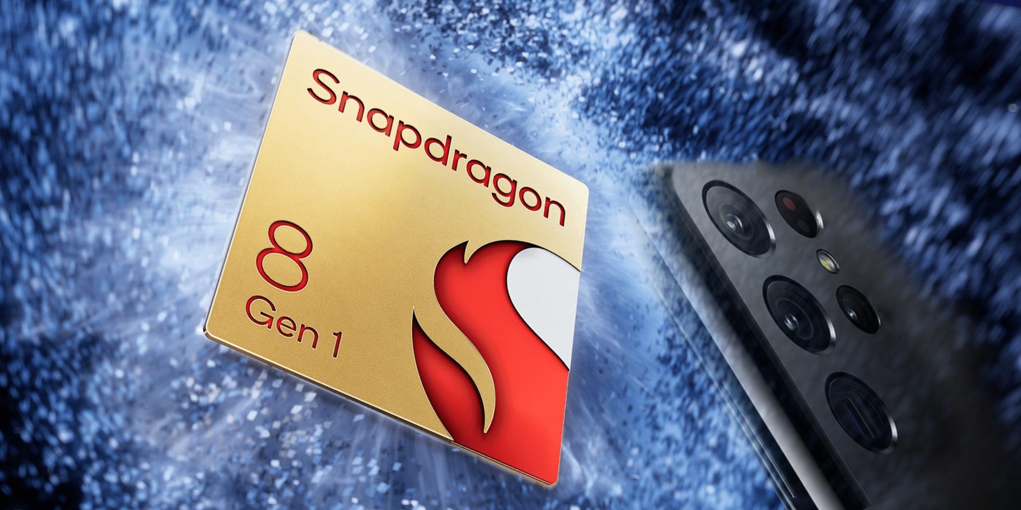 Qualcomm Snapdragon 8 Gen 1 With Samsung Galaxy S21 Ultra Superimposed And Faded