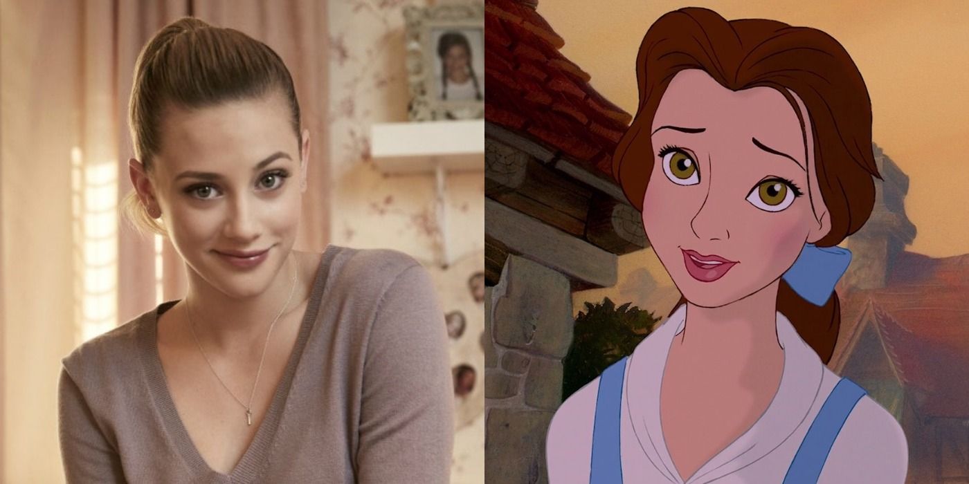 Split image showing Betty in Riverdale and Belle in Beauty and the Beast
