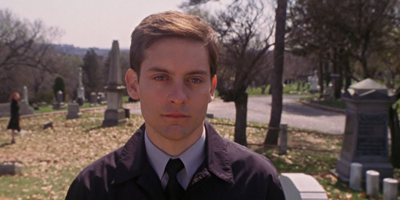 Peter leaves Mary Jane in the cemetery in Spider-Man