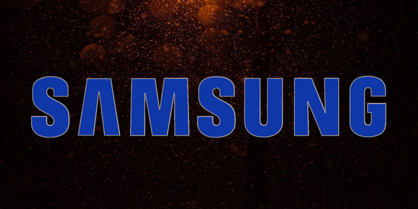 The Samsung logo on a custom background