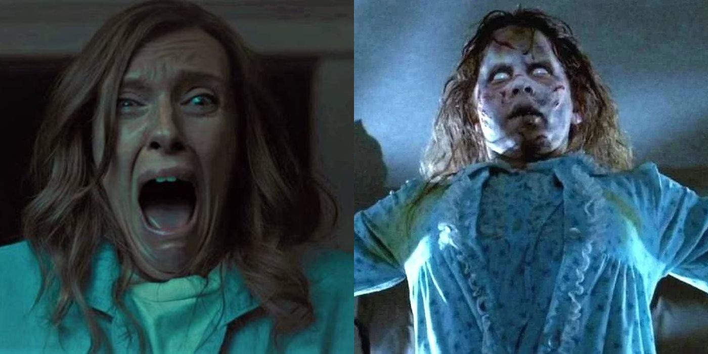 Split image of Annie in Hereditary and Regan in The Exorcist