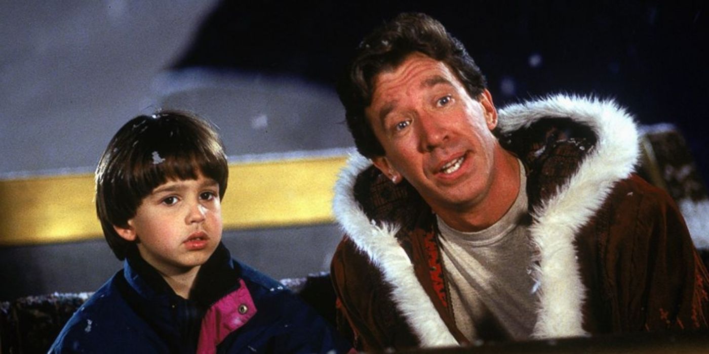 Scott and Charlie in a sled in The Santa Clause
