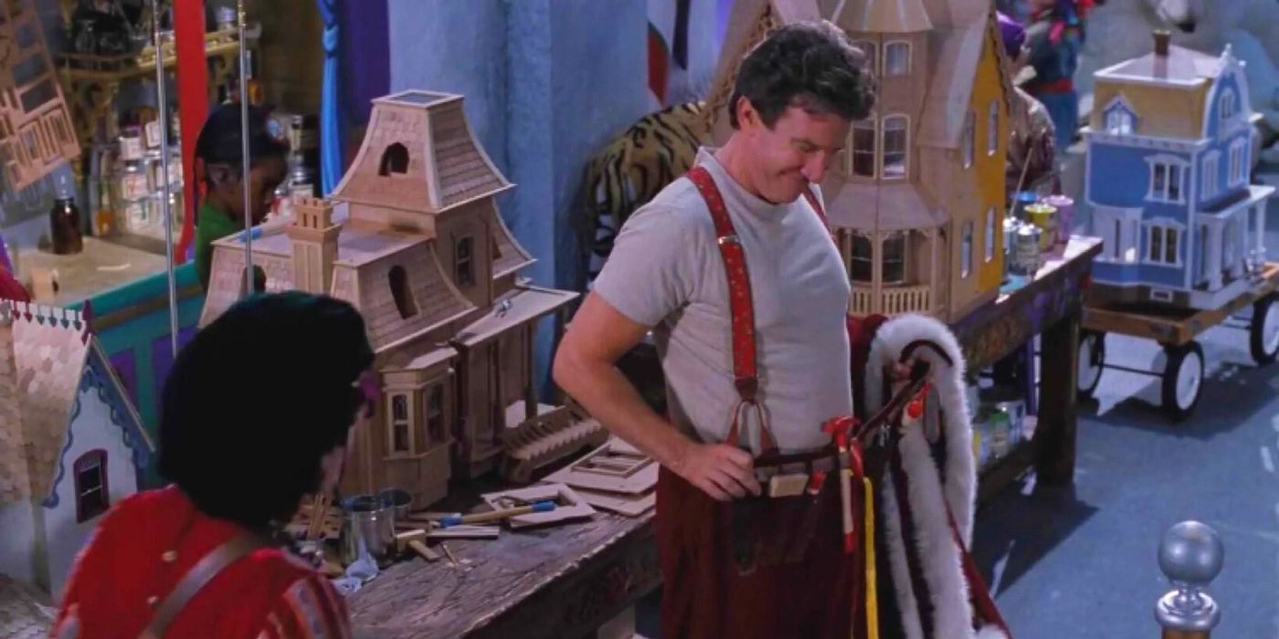 Scott trying on a tool belt in The Santa Claus