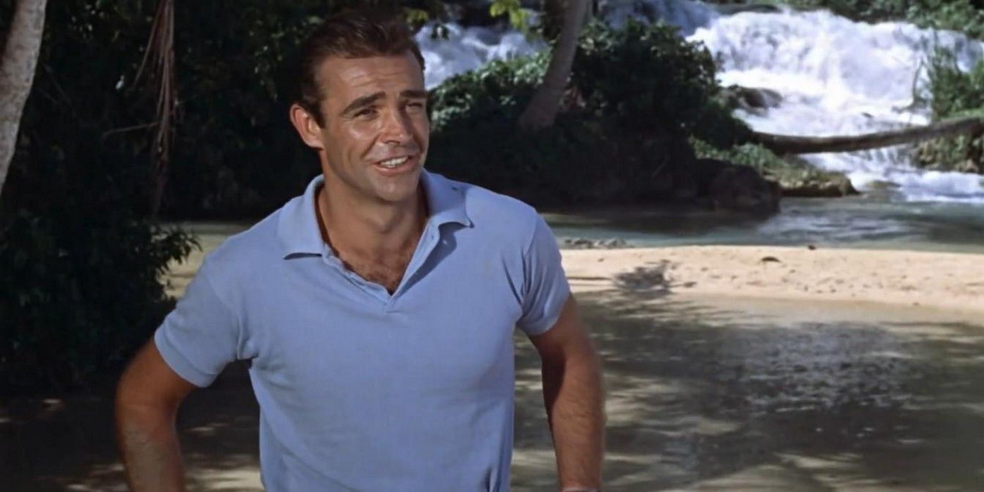 Sean Connery as James Bond on the beach in Dr No