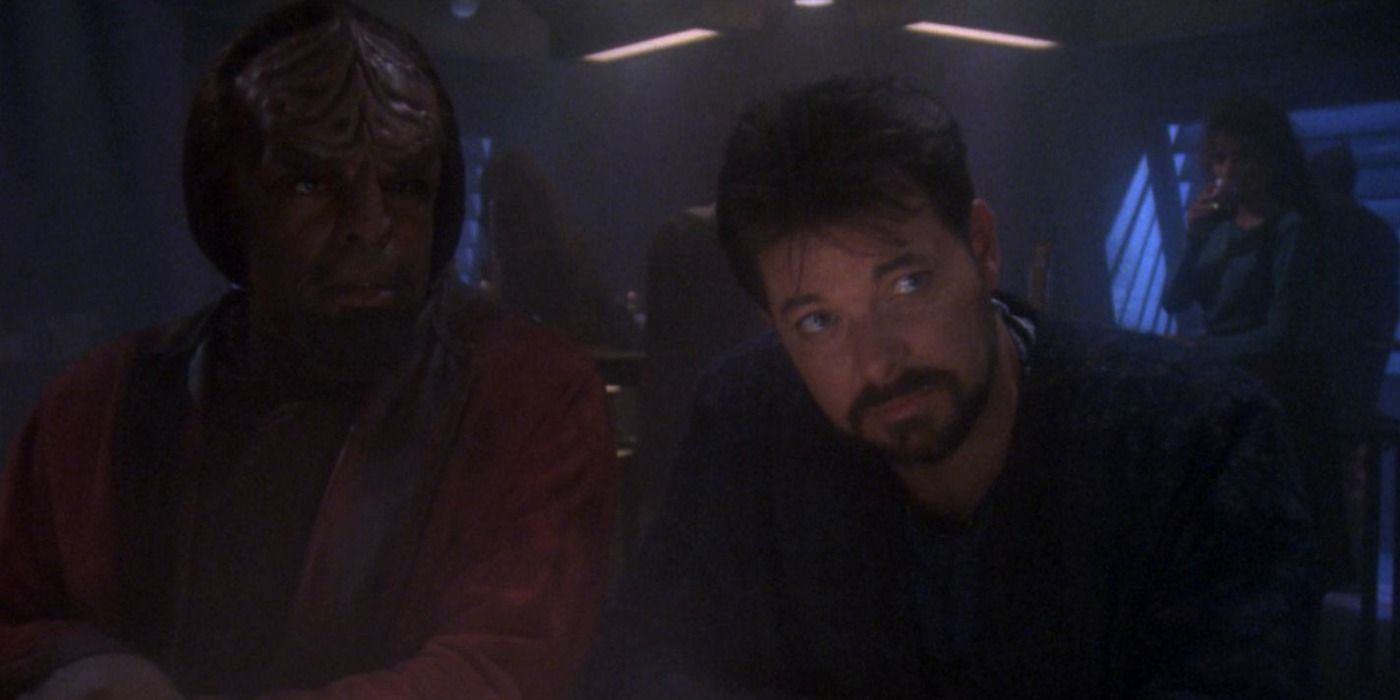 Riker seen with Worf in the episdoe Gambit part 1