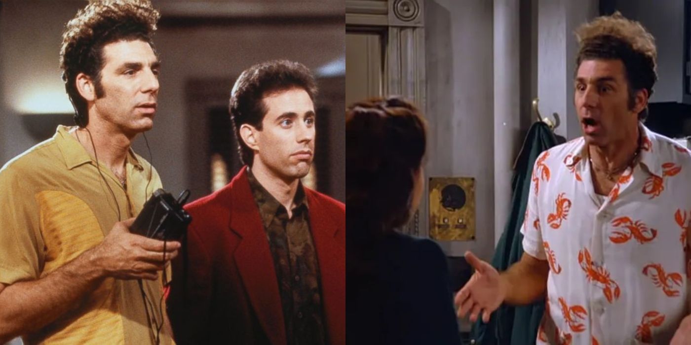 Split image of Kramer and Jerry looking shocked on Seinfeld