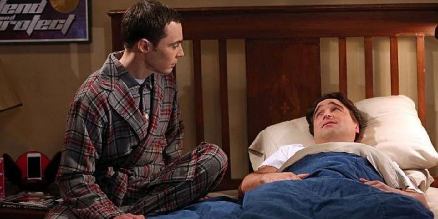 Sheldon and Leonard talking in bed on TBBT