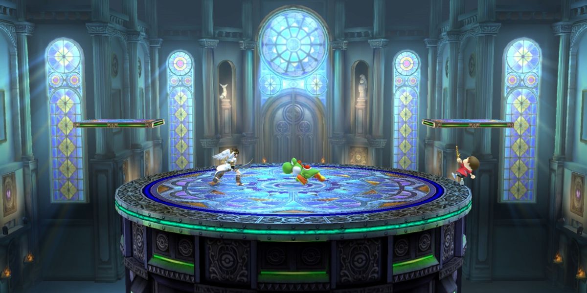 Characters do battle in the Kalos Pokemon League stage of Super Smash Bros. Ultimate.