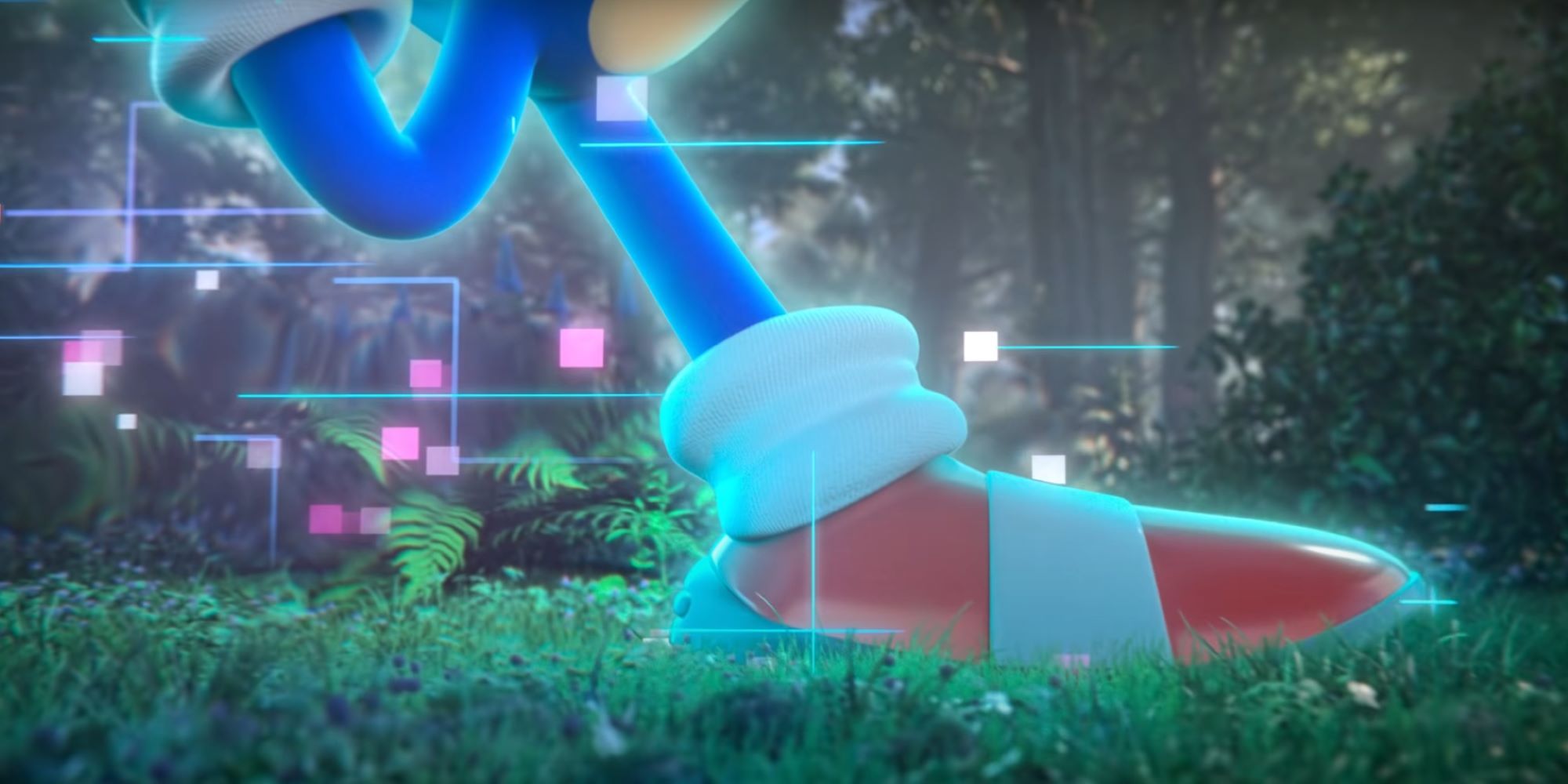 Sonic's foot hits the grass in a still from the Sonic Frontiers trailer
