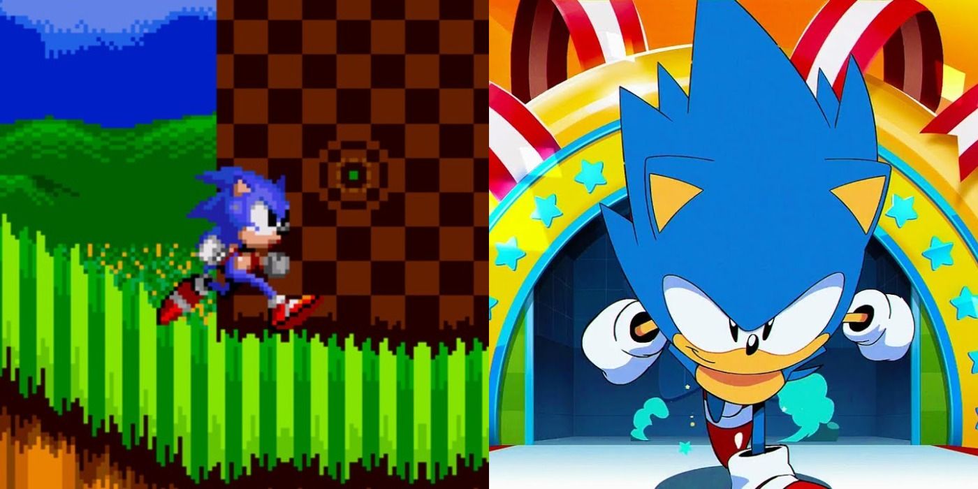 Sonic in the original game and in Sonic Mania