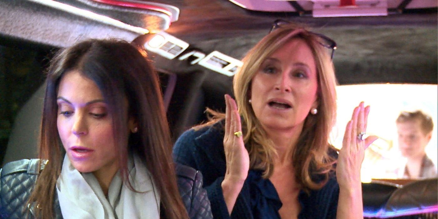 Sonja and Bethenny in a limo talking on RHONY