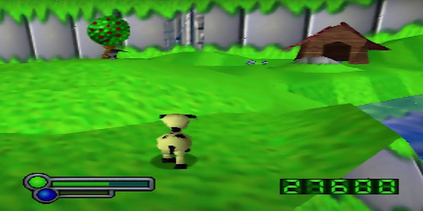 A screenshot from gameplay of the N64 game Space Station Silicon Valley.