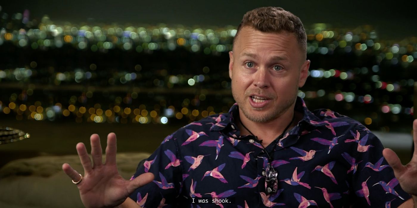 Spencer Pratt in a confessional for The Hills